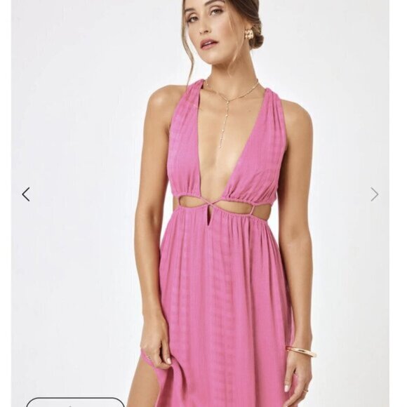 L*space x hanna montazami rafael pink cut out maxi dress cover-up small - Picture 6 of 8